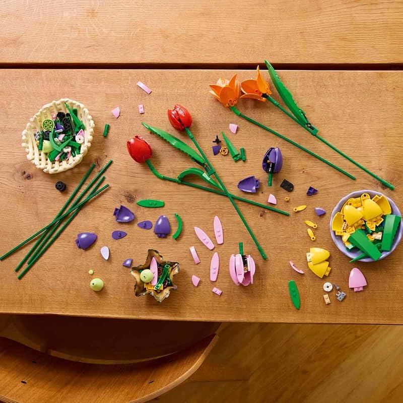 Botanicals Tulpenstrauß - Set mit Kunstblumen für Erwachsene - mit 14 künstlichen Tulpen in 5 Farben als DIY Deko - Geschenkidee für Frauen - 11501