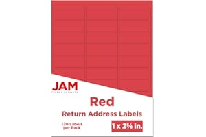 JAM PAPER Return Address Labels - Standard Mailing - 1 x 2 5/8 - Red - 120 Shipping Labels/Pack