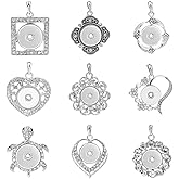 Lovglisten 9pcs Mixed Random Snap Jewelry Pendants Charms 18mm for Jewelry Making (xpen-1-9)