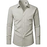 J.VER Mens Dress Shirts Long Sleeve Solid Formal Shirt Stretch Business Casual Wedding Button Down Shirts