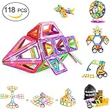 Magnetic Blocks, Magnetic Building Blocks 118 PCS, Magnetic Tiles for Kids, Magnetic Educational STEM Toys for 3, 4, 5+ Year Old Boys and Girls