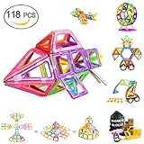 Magnetic Blocks, Magnetic Building Blocks 118 PCS, Magnetic Tiles for Kids, Magnetic Educational STEM Toys for 3, 4, 5+ Year Old Boys and Girls