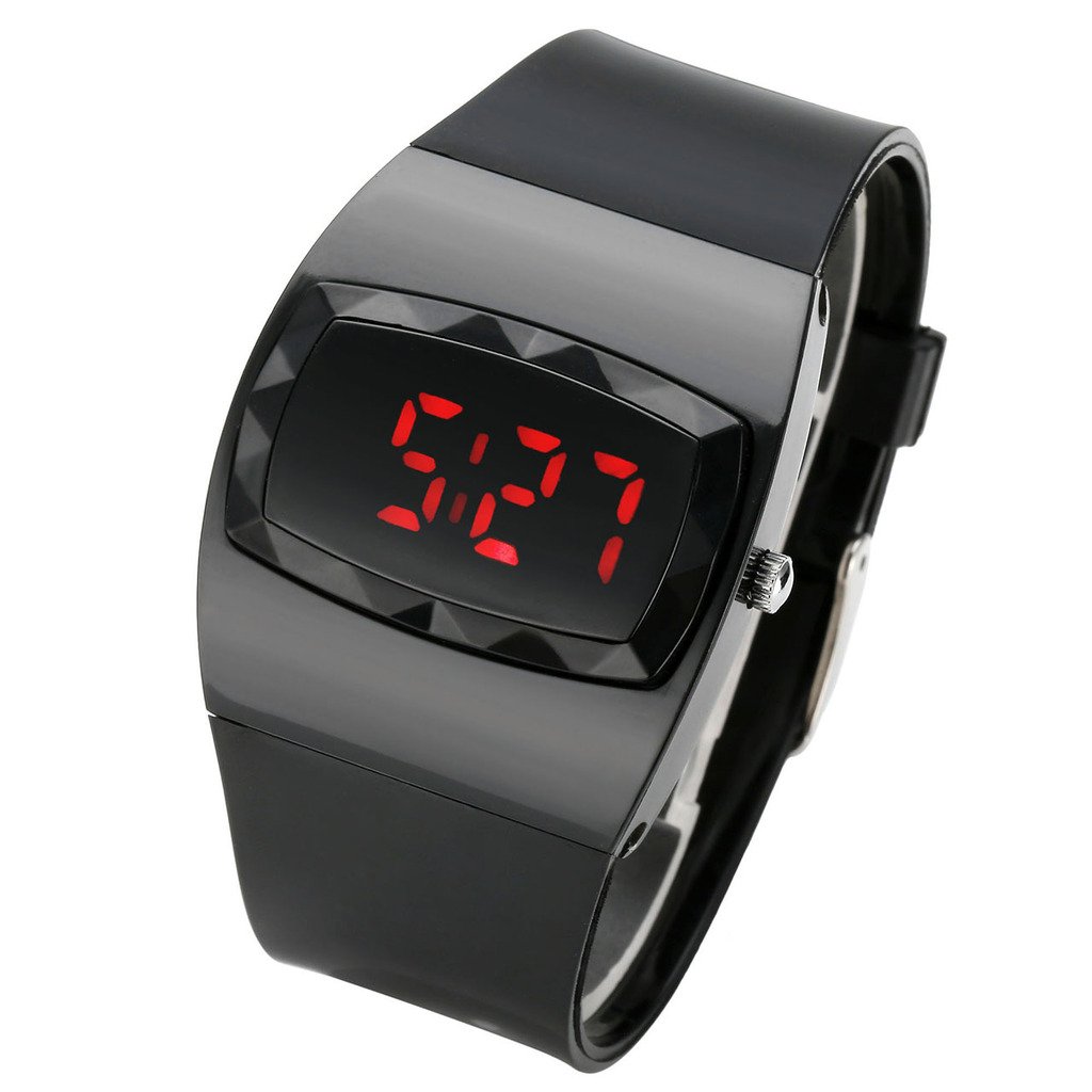 Top Plaza LED Sports Bracelet Watch Digital Display Square Wrist Watch-Black