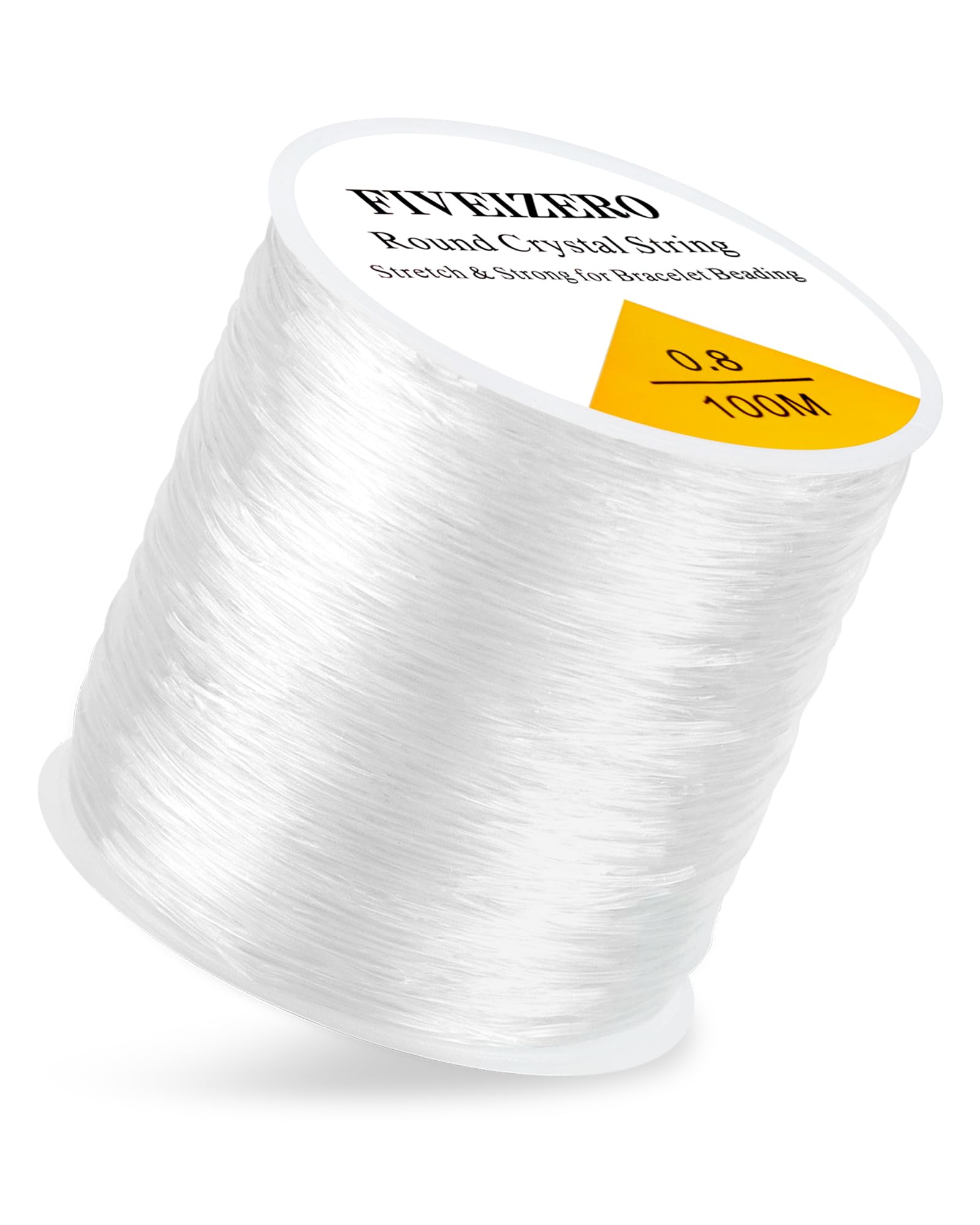 Photo 1 of 1 Rolls FIVEIZERO Elastic Bracelets String Cord,0.8 Round Crystal Elastic String for Bracelets Necklace Beading & Jewelry Making, White Transparent Stretch Bead Cord Thread