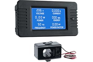 HOSYOND AC 80-260V 100A LCD Digital Display Multi-Function Power Monitor Voltage Current Frequency Power Factor Energy Meter Ammeter Voltmeter with Split Core Current Transformer