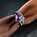 FENDINA Black Gold 18K Wedding Ring Heart Emerald Dark Purple Amethyst Inlay Fashion Ruby CZ Created Ring Engagement, Size 8