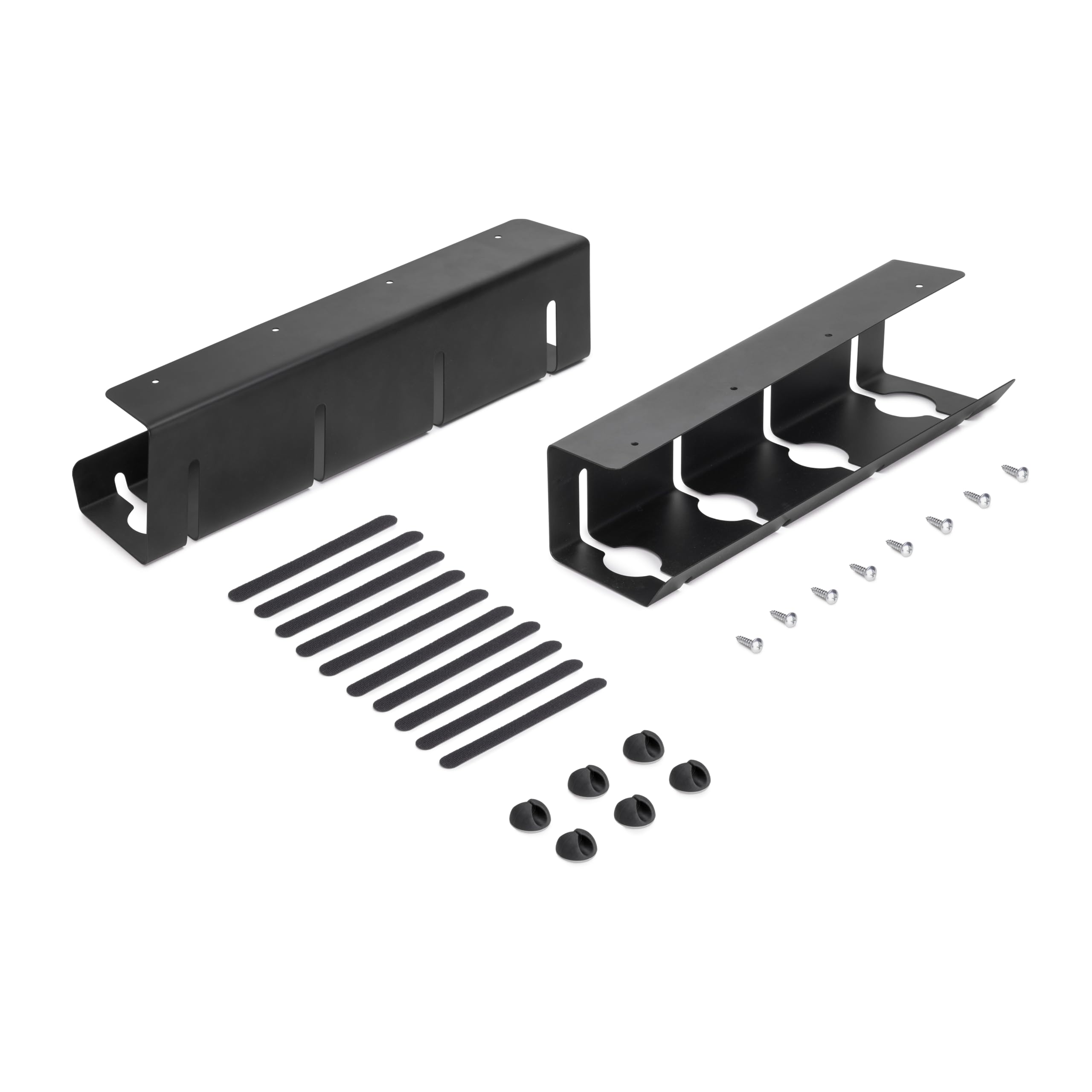 Emuca - Set of 2 Under-desk cable trays, cable management tray, Length 430 mm, Steel, Painted black