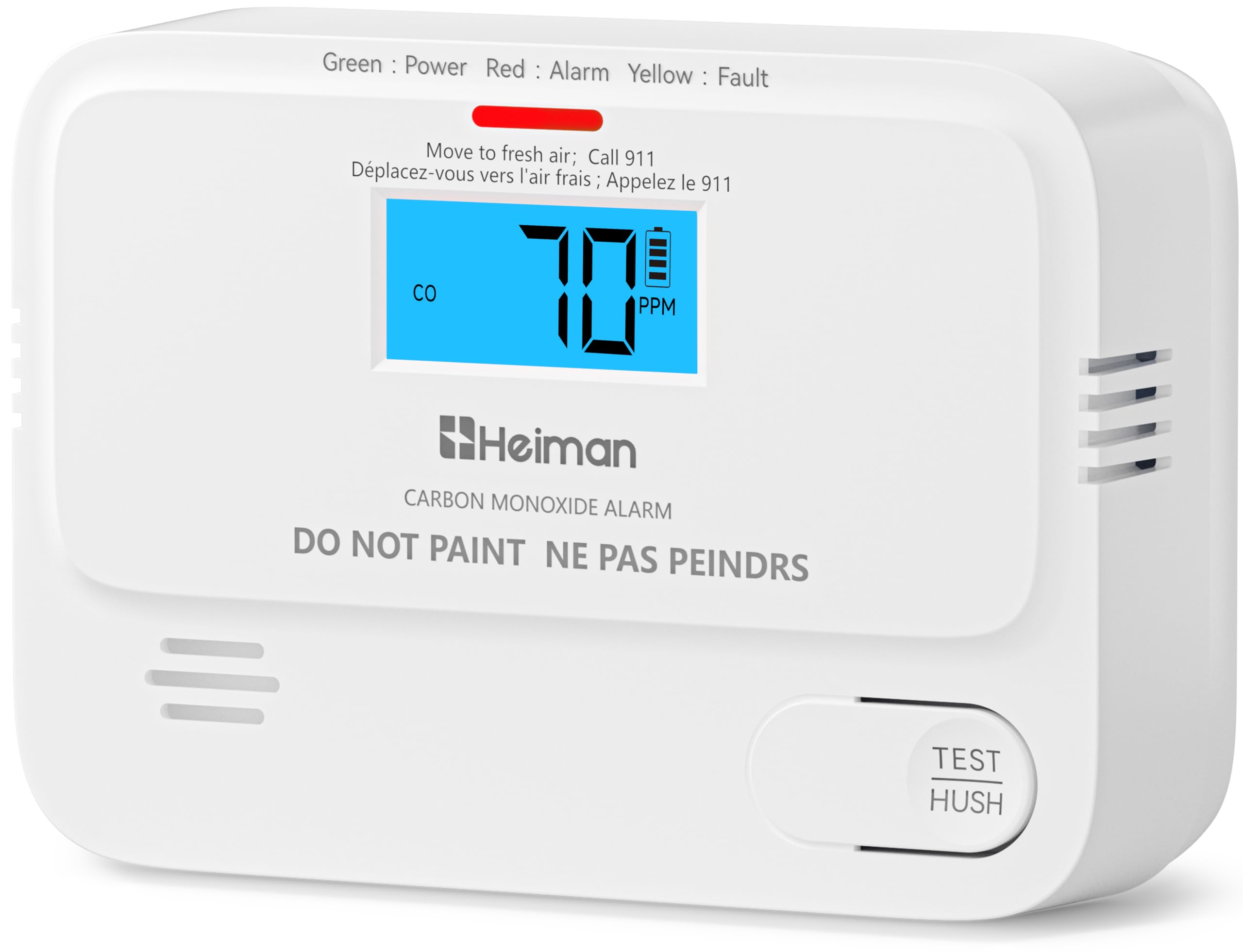 Heiman Carbon Monoxide Detectors, Low-Level Mini Digital Display CO Alarm | AA Battery Operated, UL 2034 Certified, Mini Smal