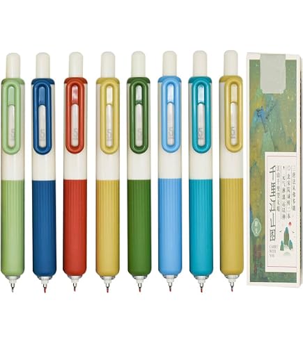 Maydahui 8er-Set Mini-Kompass-Stifte – Kurze Runde Gelstifte, 0,5 Mm, Schwarz, Mit Clip & Rutschfestem Griff