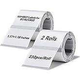 NIIMBOT 2Rolls Labels for B1 B21 B21Pro B3S B31, 1.57'' x 1.18'' (40x30mm) Transparent Label Stickers, Waterproof, Oil-Proof and Tear-Proof Thermal Printer Labels