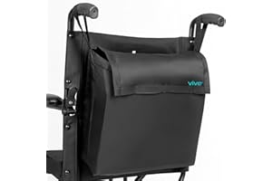 Vive Wheelchair Bag - Universal Storage Backpack for Wheelchairs for Walker Rollator - Hangs on Back, Easy Install, Machine Washable Storage Bag - Organizer Accessory for Seniors, Disabled (Black)