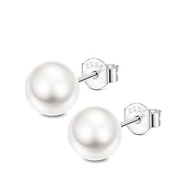BESTEEL Schmuck Gebote 925 Sterling Silber Perlen Frauen Ohrringe für Damen Mädchen Ohrstecker Süßwasserperlen Ohrringe 6-10M