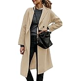 FSHAOES Womens Lapel Peacoat Winter Double-Breasted Outerwear Mid Long Jacket Casual Trench Coat