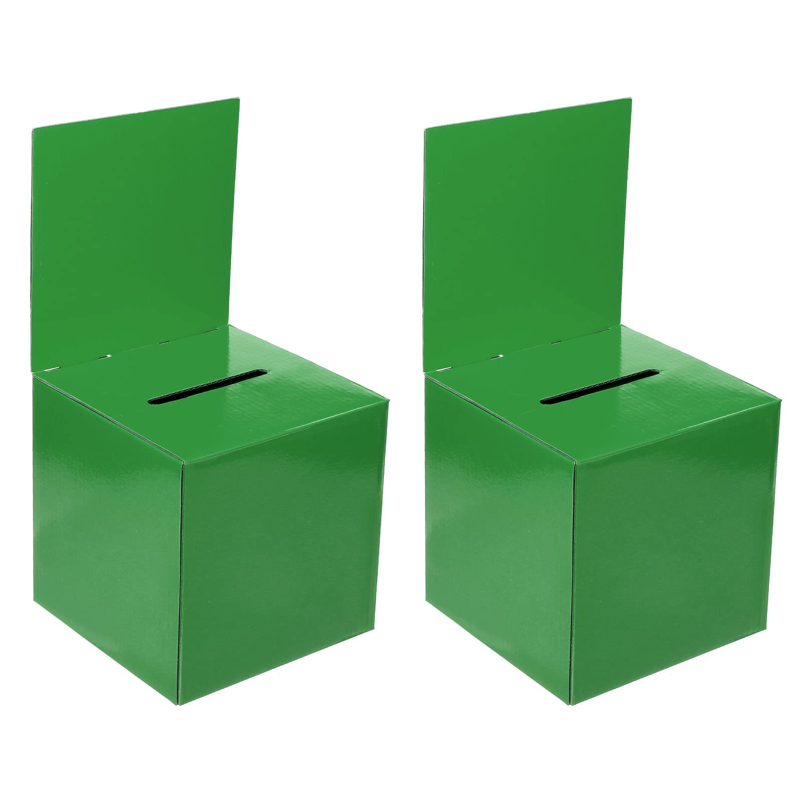 PATIKIL Green Cardboard Suggestion Box, 2 Pcs 6"x6"x6" Ballot Box with Removable Header Board for Suggestion, Collection, Tip, Donate, Voting