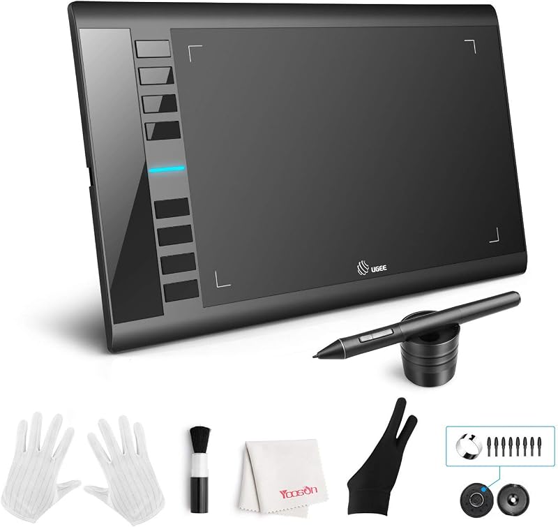 UGEE M708 Drawing Tablet 10x6 inch Pen 16384 Pressure 8 Express Keys Windows