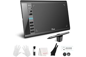 Ugee M708 Drawing Tablet, 10x6in 3D Digital with 8192 Level Batery Free Tilt Pen, 8 Hot Keys,Art,Design,Creation Tablet for P