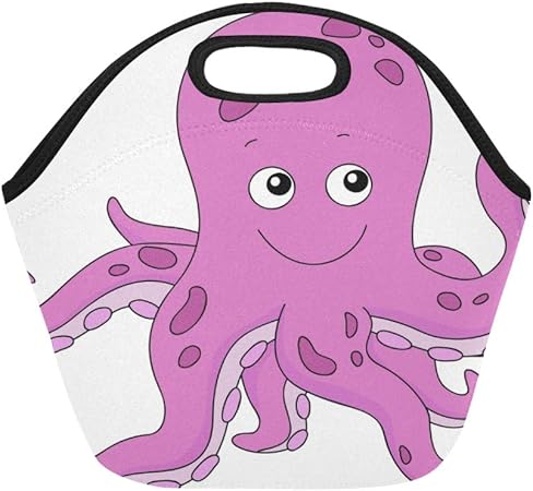 Bolsa De Almuerzo De Neopreno Con Aislamiento Divertido Caricatura Pulpo Libro Para Colorear De Gran Tamano Reutilizable Grueso Y Grueso Bolsas De Asas Para Almuerzos Para El Exterior Amazon Es Hogar