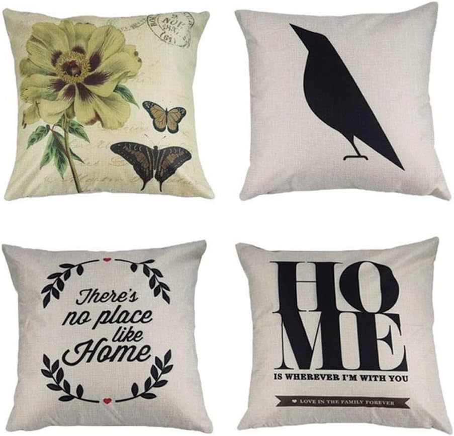 MILIANG Decorative Sofa Pillow Covers Cotton Linen Cushion Case Standard 18x18 for Throw Pillow Set of 4