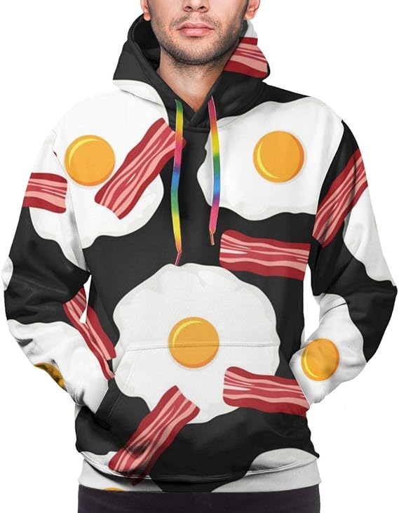 Men's Hoodie Fried Eggs Bacon Slices Sweate Sweatshirt Men