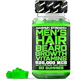 Best Beard Stuff Beard Growth Vitamins - Biotin Gummies for Beard & Hair Growth – Maximum Strength 620,000mcg Biotin with Collagen, MSM, Keratin & Bamboo Extract