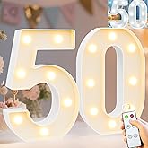 Pooqla 50th Birthday Decorations for Women Men, Decorative Marquee Numbers with Remote, Light Up 50 Sign for Party Backdrop 50th Wedding Anniversary Decor, Warm White and Cool White Number 50