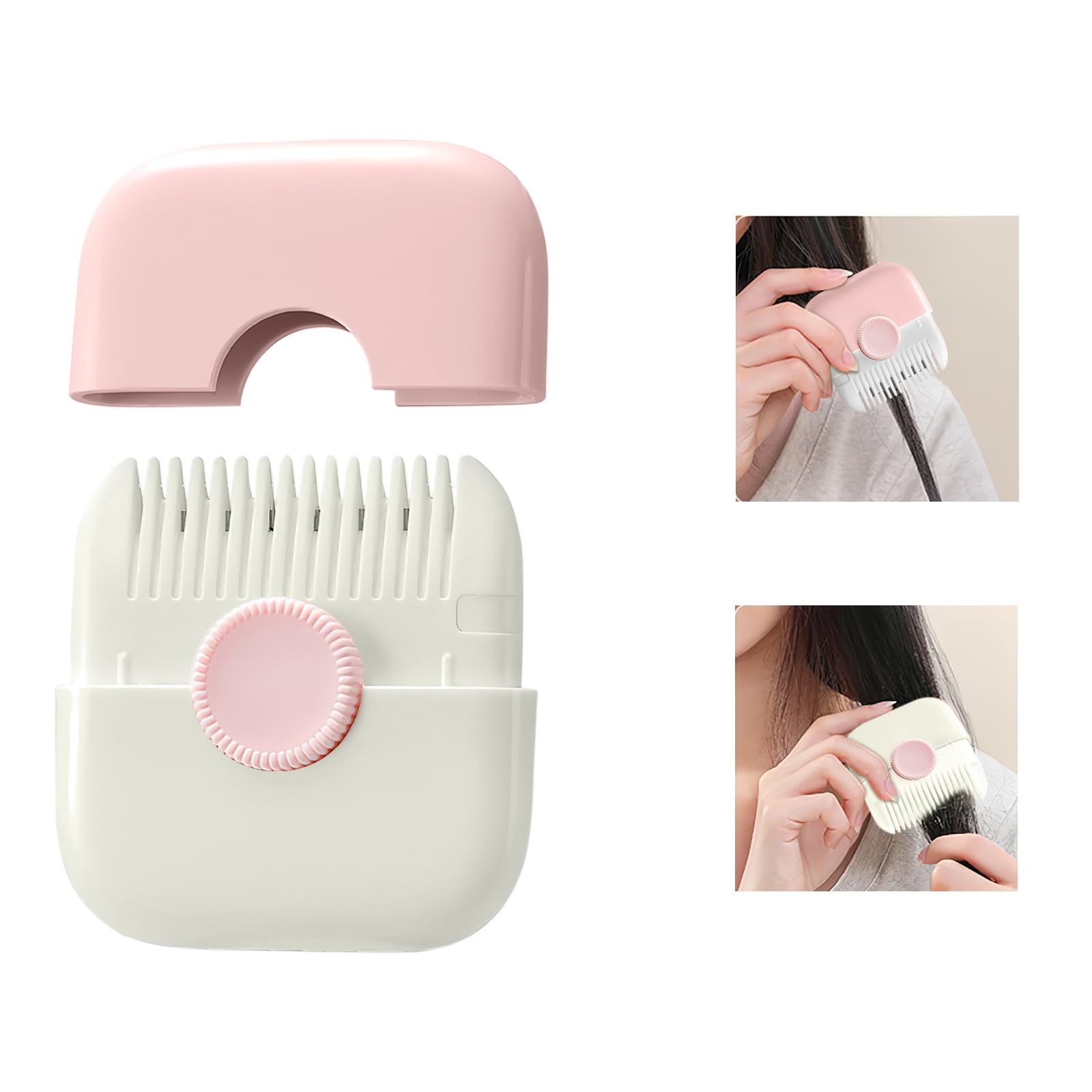 2-in-1 Hair Trimmer Comb,Tail Comb, Split End Removal & Hair Styling Tool, Mini Portable Hair Breakage Tool, Dual-Sided Design with Cover, for Thinning Hair Cutting and Hairdressing (Pink)