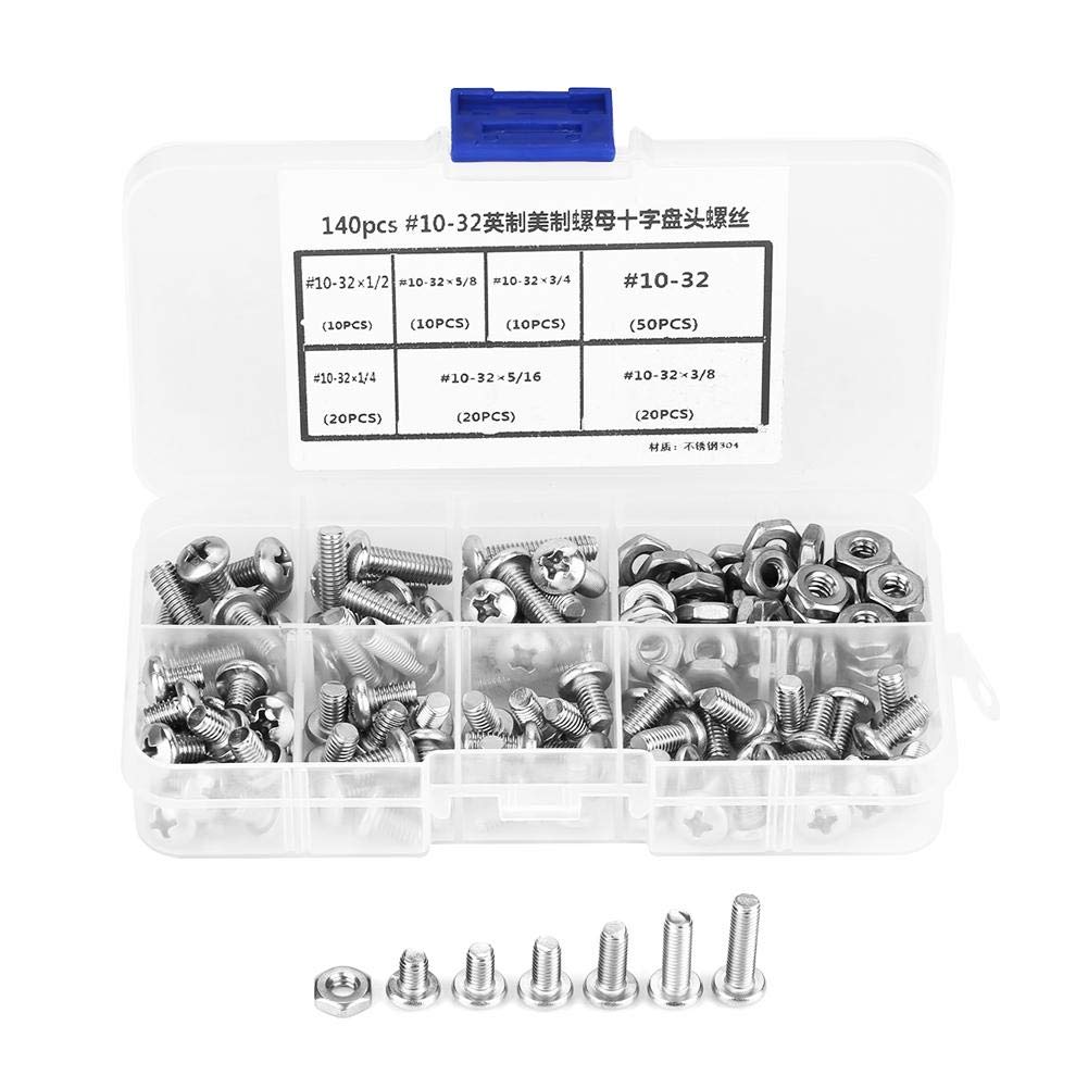 140Pcs Stainless Steel Machine Screws Nuts Assortment Pan Head Hex Bolts for DIY Repairs Woodworking Projects Home Maintenance
