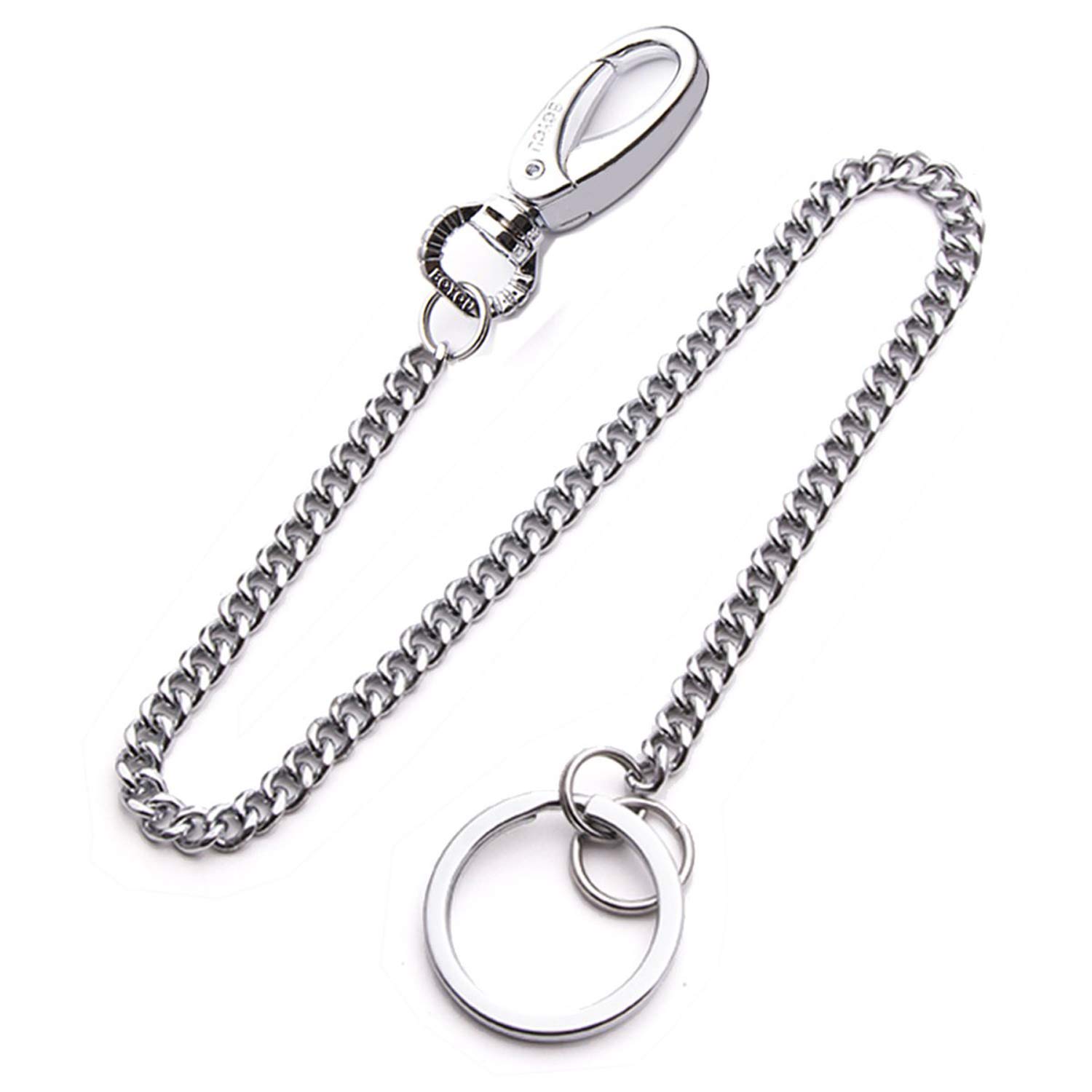 Chie no fukuro Key Chain, 38cm Long Heavy Duty Key Ring with Belt Clip For Men&Women Silver