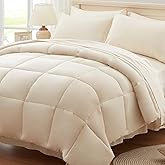 Anluoer Queen Comforter Set 7 Piece, Cream Bed in a Bag with Sheets, Comforters Queen Size Bedding Sets with 1 Comforter, 2 Pillow Shams, 2 Pillowcases, 1 Flat Sheet,1 Fitted Sheet