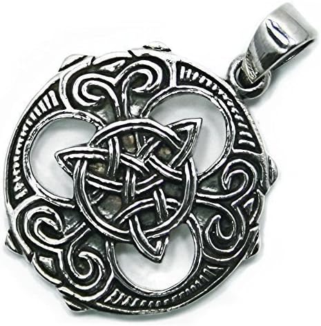 Solid Sterling Silver Celtic Pagan Wheel Triquetra Knot Pendant (P058)