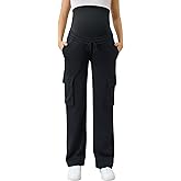 FABRACK Women's Maternity Cargo Pants Sweatpants Over The Belly Casual Comfy Drawstring Pregnancy Pants with 4 Pockets
