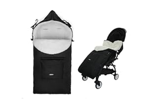 AEMIDAY Universal Stroller Footmuff Winter Bunting Bag, Waterproof & Windproof Sleeping Bag for Toddler & Baby, Warm Plush Lined, Bottom Opens for Multi-Use, Car Seats, Black