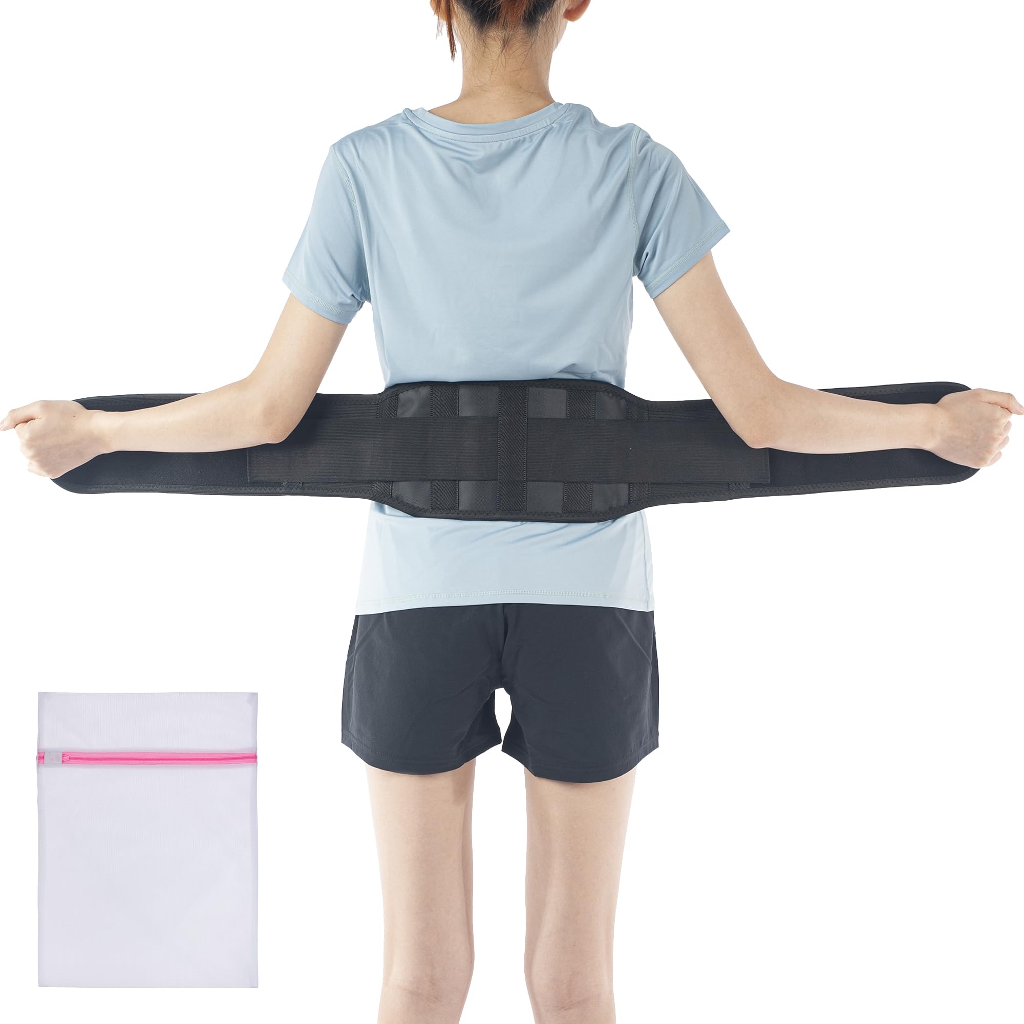 360 RELIEF Self-Heating Magnetic Therapy Belt - Lumbar Support for Comfortable Movement, Waist Trimmer, Lower Back and Abdominal Support | Medium, Black with Mesh Laundry Bag