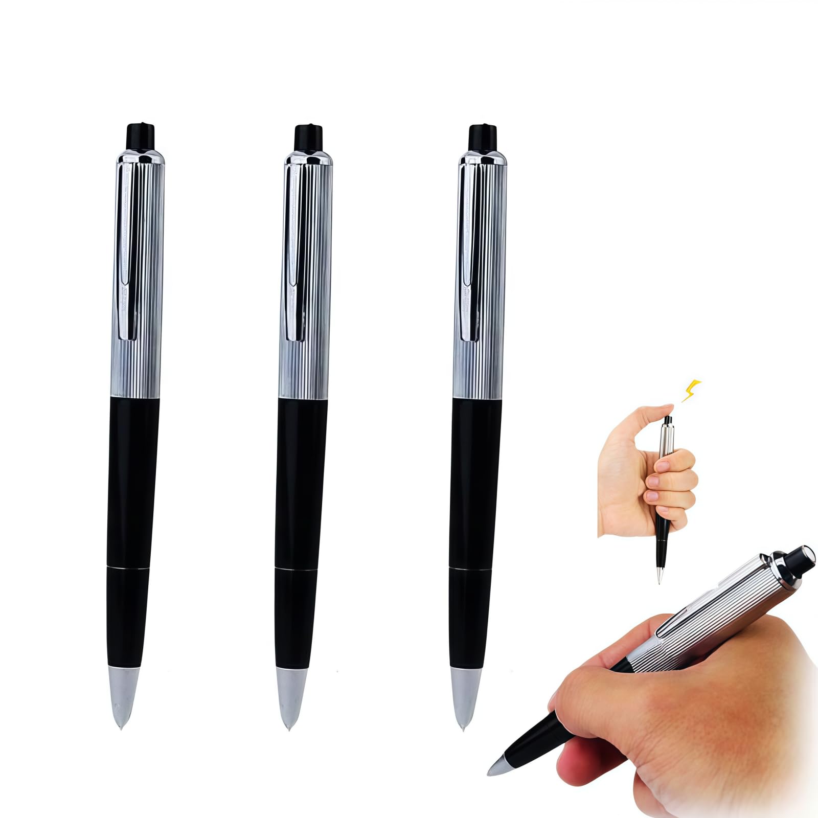 3Pcs Electric Shock Pen Fun Joke to Friend Electric Shock Pencil Trick Prank Gag Gadget for Fool's Day Surprise, Gags and Practical Joke, Office Supplies