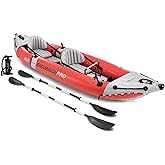 Intex 68309EP Excursion Pro K2 Inflatable Kayak Set: Includes Deluxe 86in Kayak Paddles and High-Output Pump – SuperTough PVC – Adjustable Bucket Seat – 2-Person – 400lb Weight Capacity