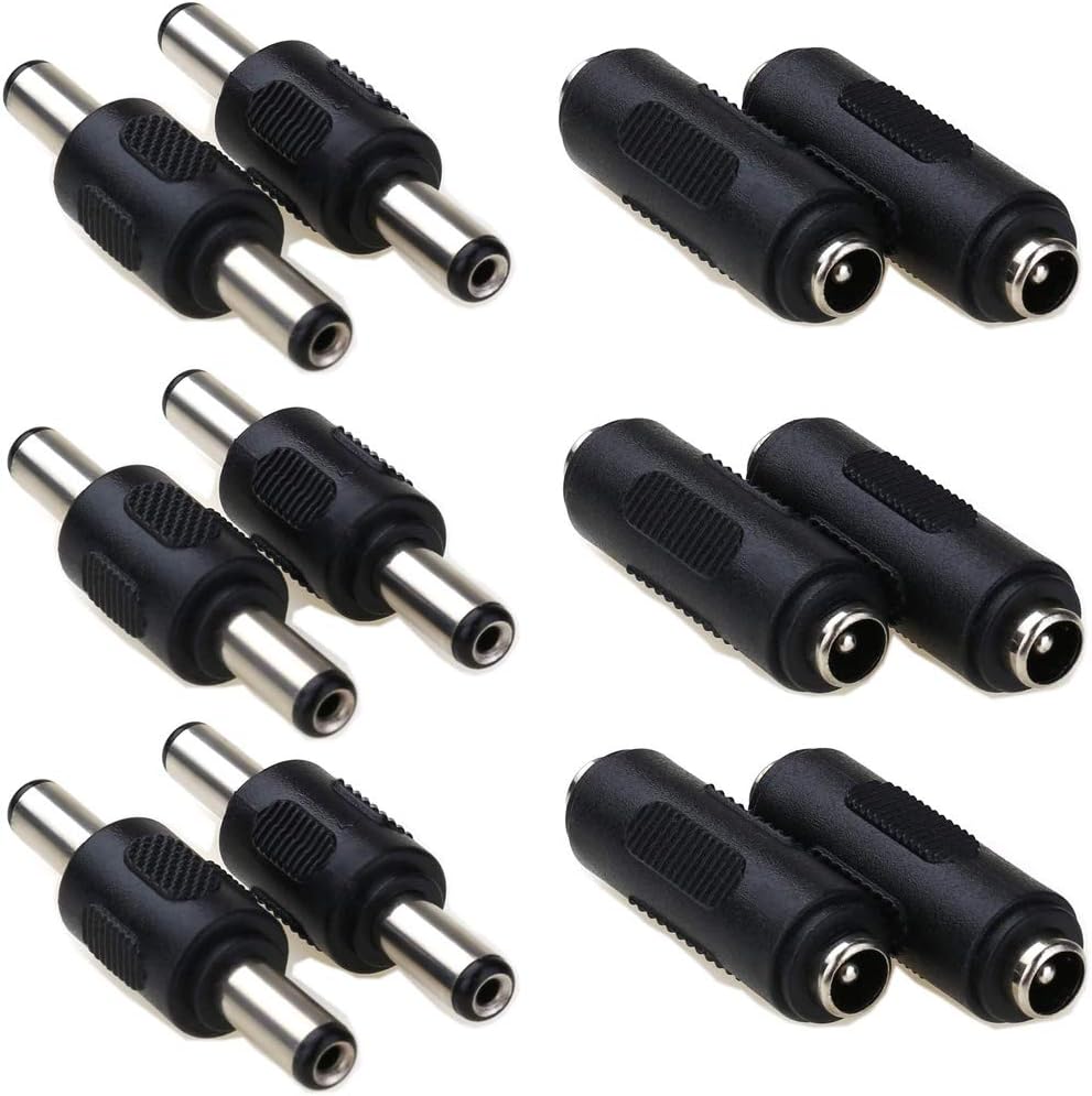RUNCCI-YUN 12 Pcs 5.5 x 2.1mm DC Power Coupler - Male to Male and Female to Female Connectors - Power Jack Adapter for CCTV Camera