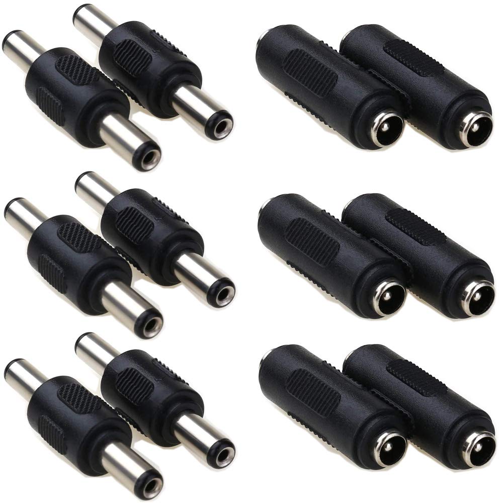 RUNCCI-YUN 12 Pcs 5.5 x 2.1mm DC Power Coupler - Male to Male and Female to Female Connectors - Power Jack Adapter for CCTV Camera