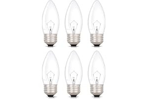 Simba Lighting Torpedo Clear B11 C35 CTC 40W E26 Base (6 Pack) Decorative Incandescent Light Bulbs 120V for Chandeliers, Ceiling Fan Lights, Pendants, Wall Sconces, Dimmable, Warm White 2700K