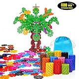 Geekper 600Pcs Building Blocks Set Early Education Toys with Storage Bag Plastic Building Discs STEM Toy for Kids Party Festival Gifts