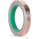 Conductive Copper Foil Tape 1/2inch X 50Feet Flashing Metal Adhesive Tape for EMI/RFI Shielding, Stained Glass Supplies, Crafts, Grounding, Slug, Guitar Shield, Soldering, Electrical Repair, Wire Wrap