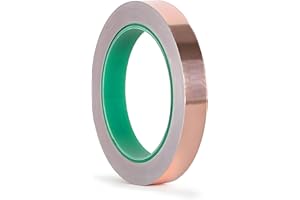 ANGKEEL Conductive Copper Foil Tape 1/2inch X 50Feet Flashing Metal Adhesive Tape for EMI/RFI Shielding, Stained Glass Supplies, Crafts, Grounding, Slug, Guitar Shield, Soldering, Electrical Repair, Wire Wrap