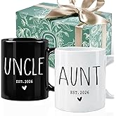 Puouoonyi Promoted to Aunt & Uncle 2026 Mugs Set, New Aunt & Uncle Coffee Mug Gifts, Pregnancy Announcement Mug Gift, Pregnancy Reveal Announcement Mugs Gifts, Baby Reveal Publicity Gift 11oz