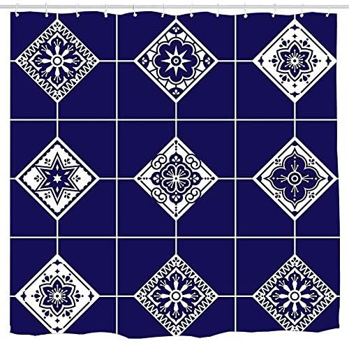 Niomhdos Talavera Mexican Tile Porcelain Palette Fantasy House Decor Shower Curtain Bathroom Mold Resistant Shower Curtain for Bathroom Water-Repellent 6072 inch