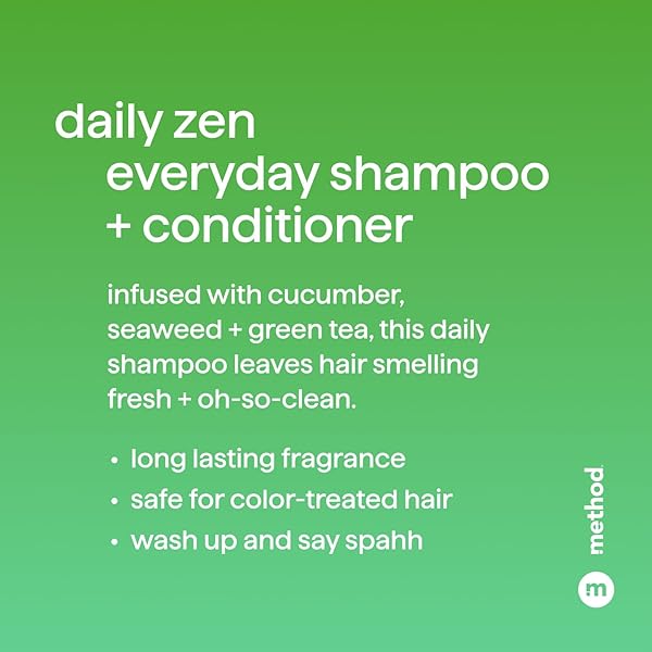 METHOD EVERYDAY SHAMPOO, DAILY ZEN WITH CUCUMBER, GREEN TEA, AND SEAWEED SCENT NOTES, PARABEN AND SULFATE FREE, 14 OZ (PACK OF 1)