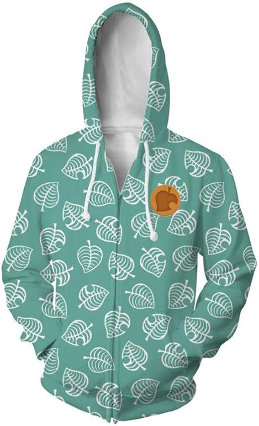Animal Crossing Hoodies Zipper Teens Anime Hooded Sweater Cosplay Mens