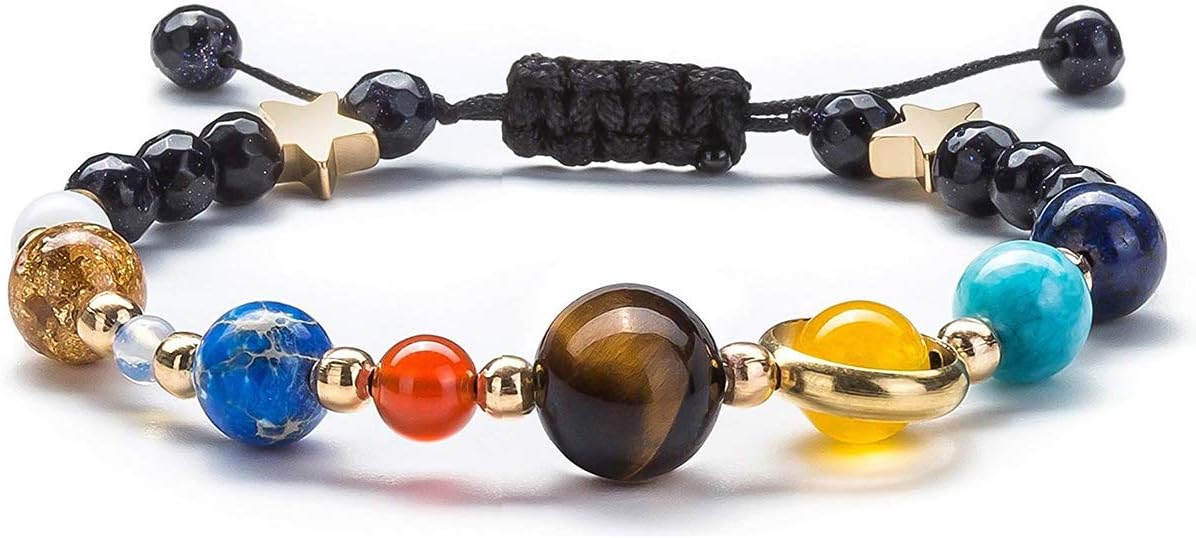 Lava Rock Chakra Beads Agate Alloy Bracelet Healing Energy Gemstone Adjustable Braided Link Bracelet