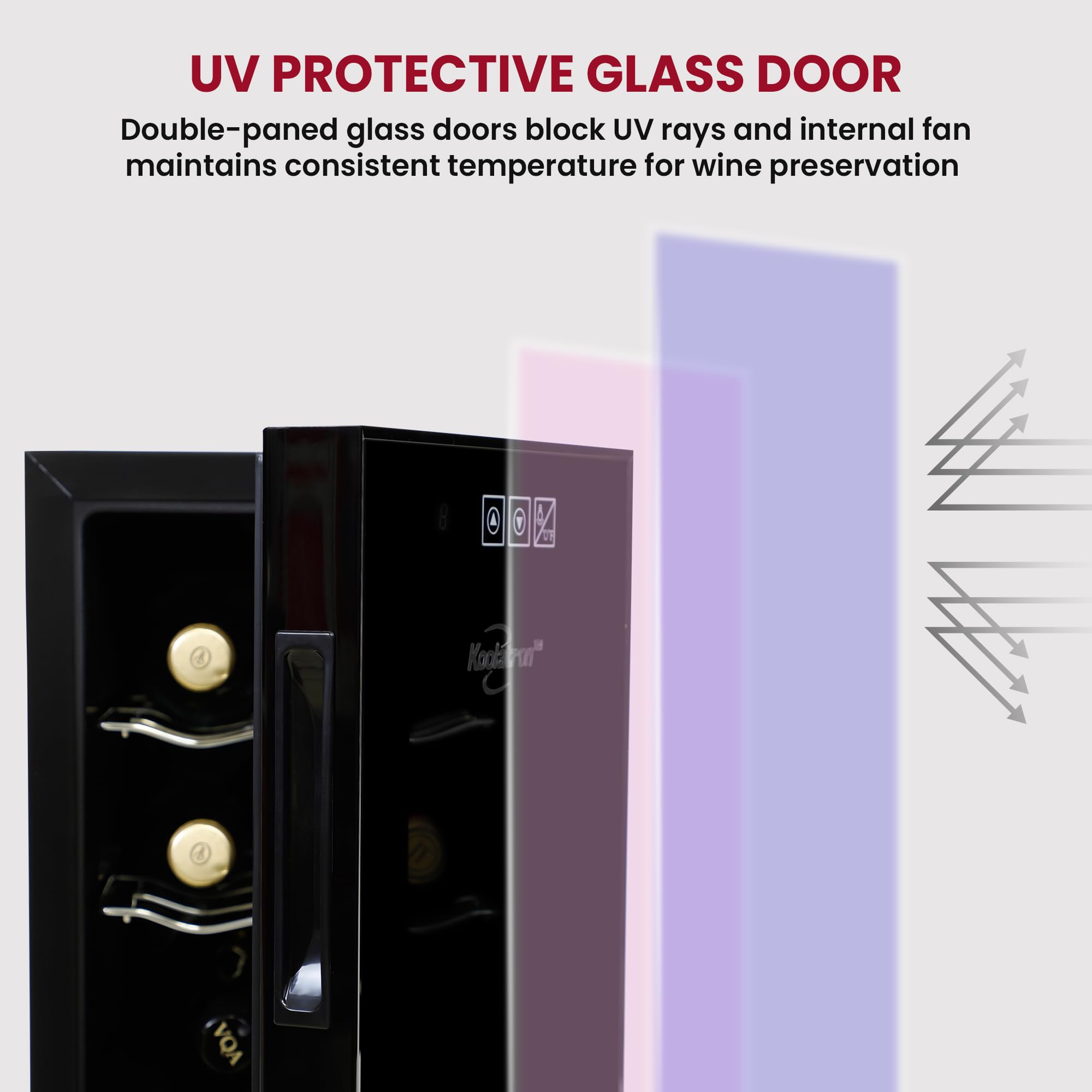 Koolatron 6 Bottle Wine Fridge – Freestanding Wine Cooler with Glass Door, 0.6 cu ft (16 L) Beverage Can Refrigerator, Digital Temperature Control, Ideal for Red, White & Sparkling Wine, Champagne