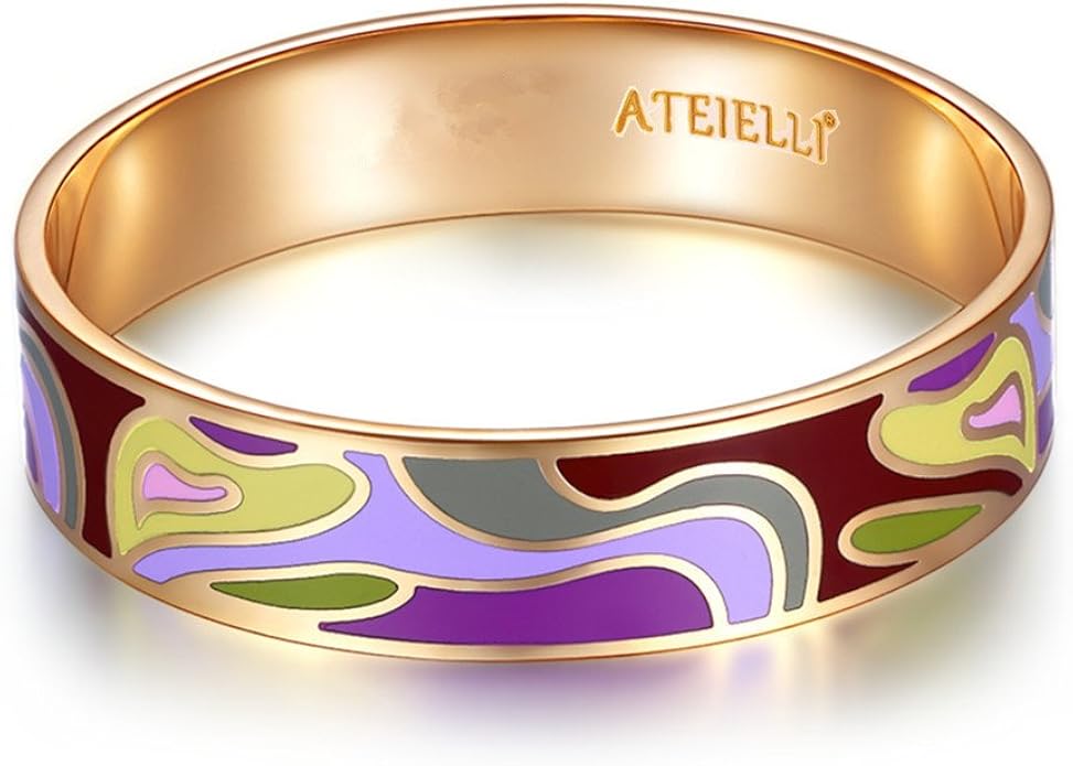 ATEIELLI Bangle Bracelet Enamel Rose Gold Plated for Women JWB61