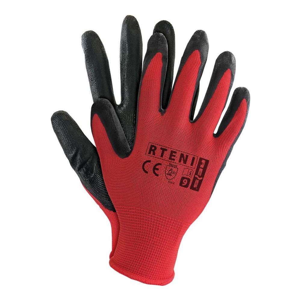 Reis Rteni_Cb10 Protective Gloves, Red-Black, 10 Size, Pack of 12