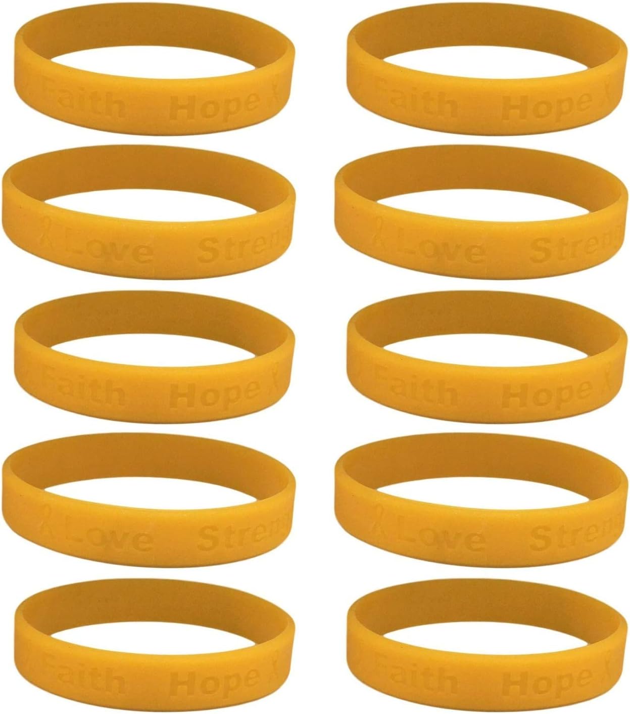 10 Childhood Cancer Gold Silicone Awareness Bracelets